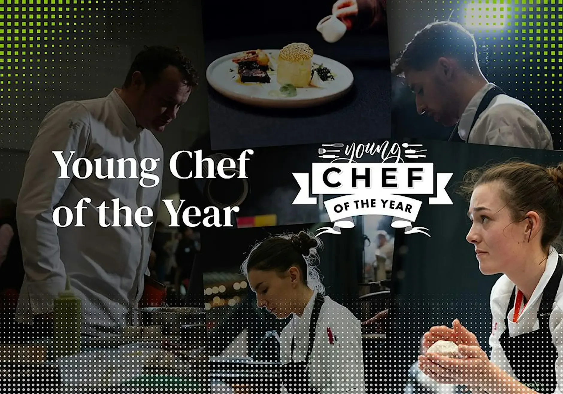 Young chefs preparing dishes during the Young Chef of the Year cooking competition at first direct bank arena.